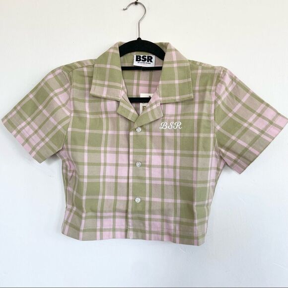 BSR By Samii Ryan My Way Plaid Crop Button Down Size XS NWT - Picture 5 of 9